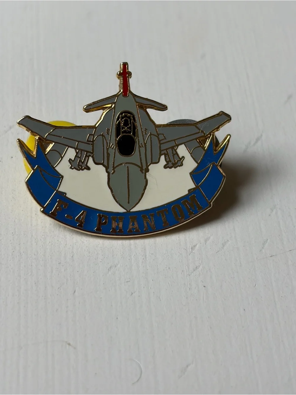 USAF F-4 Phantom Aircraft Air Force Double Pinback Gold Hat Lapel Pin